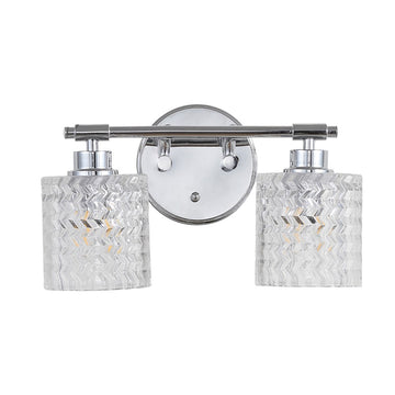 Spaulding Vintage Iron/Chevron Pattern Glass Farmhouse Cottage LED Vanity Light - JONATHAN Y
